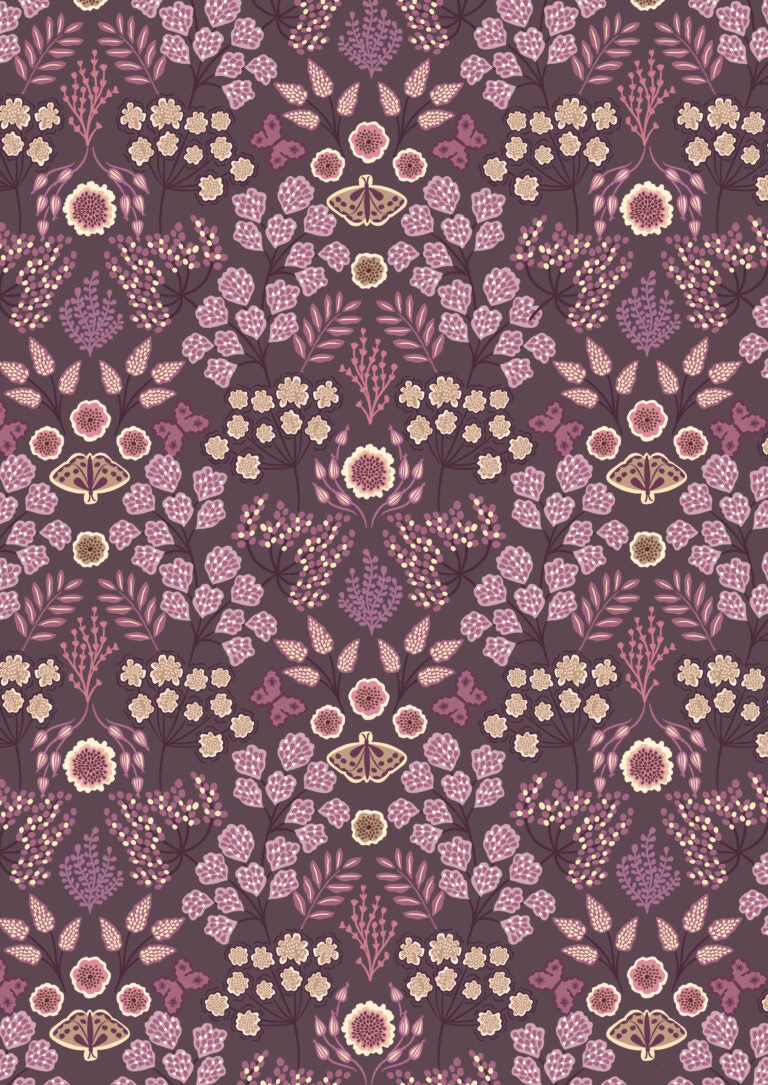 Lewis and Irene Floral Butterfly on Dark Purple