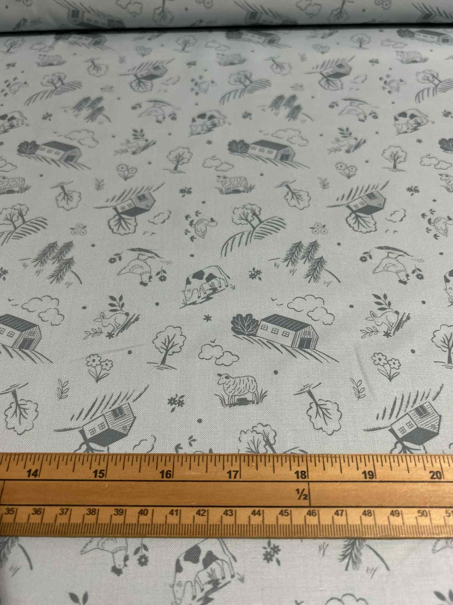 Lewis & Irene Cotton Fabric - Duck Egg Croft Fabric