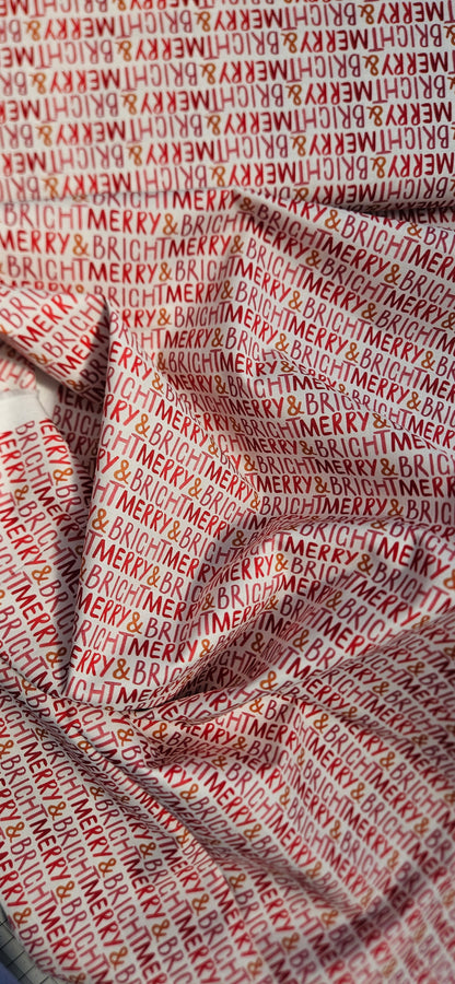 Lewis & Irene Merry Happy Christmas by Bluebellgray – Merry & Bright Candy Cotton Fabric | 100% Premium Quilting Cotton