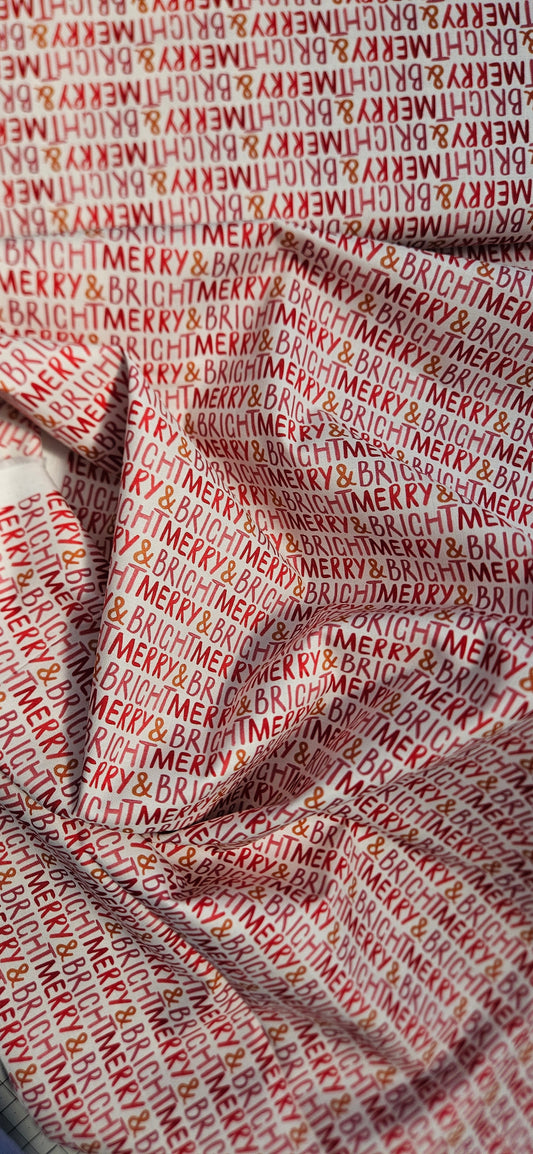 Lewis & Irene Merry Happy Christmas by Bluebellgray – Merry & Bright Candy Cotton Fabric | 100% Premium Quilting Cotton