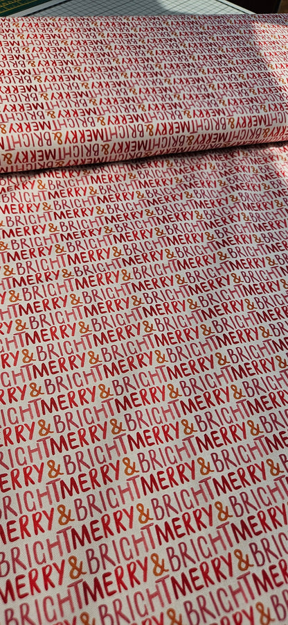 Lewis & Irene Merry Happy Christmas by Bluebellgray – Merry & Bright Candy Cotton Fabric | 100% Premium Quilting Cotton