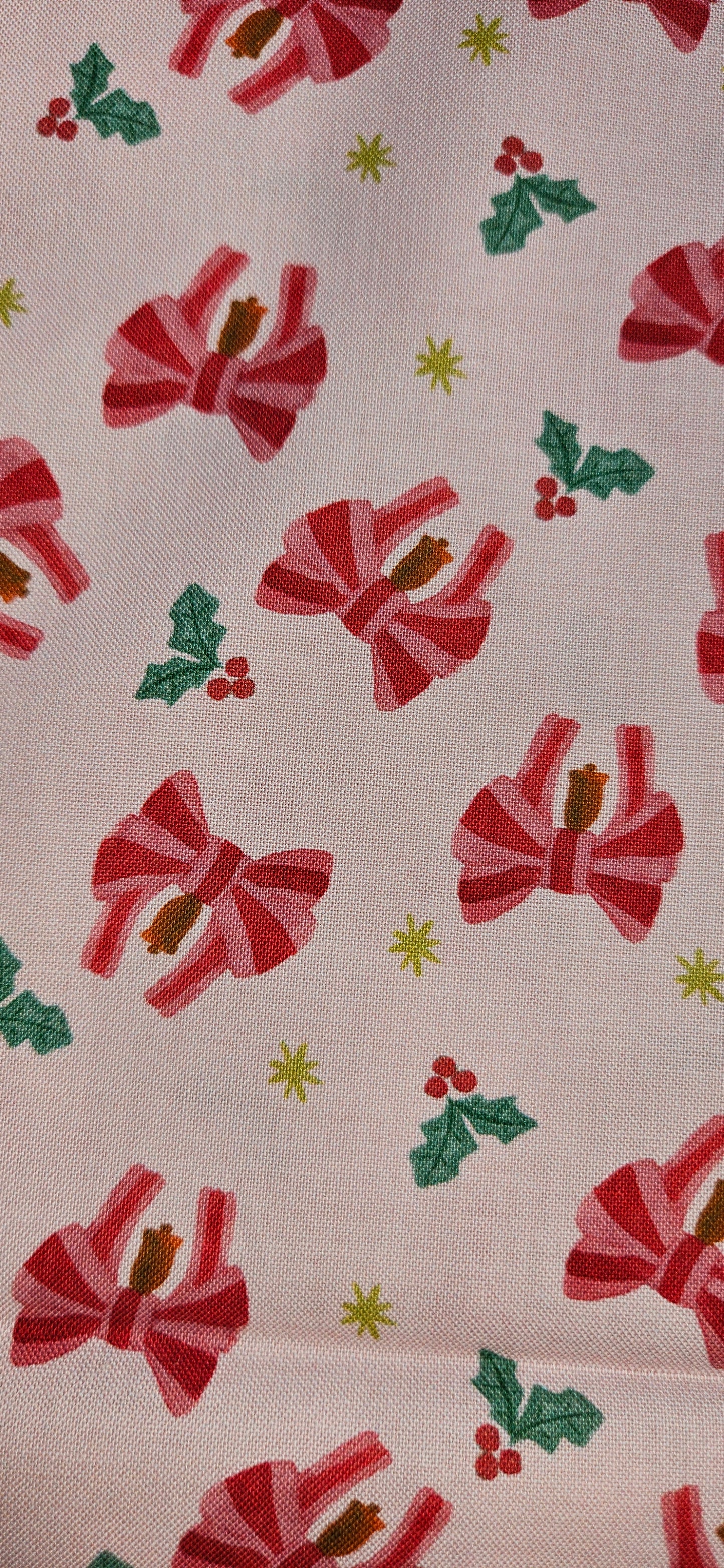 Lewis & Irene Bows & Bells – Candy Cane Cotton Fabric – Merry Happy Christmas by Bluebellgray | 100% Premium Quilting Cotton