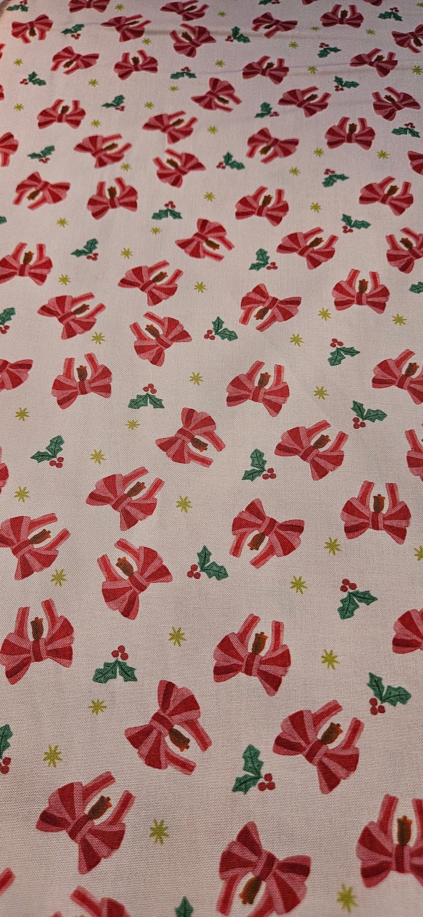 Lewis & Irene Bows & Bells – Candy Cane Cotton Fabric – Merry Happy Christmas by Bluebellgray | 100% Premium Quilting Cotton