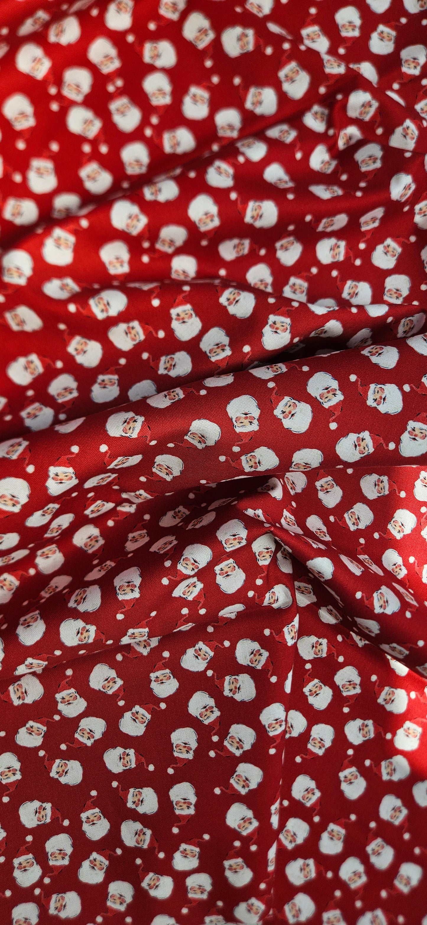 Lewis & Irene Jolly Santa on Festive Red Cotton Fabric – Merry Happy Christmas by Bluebellgray | 100% Premium Quilting Cotton