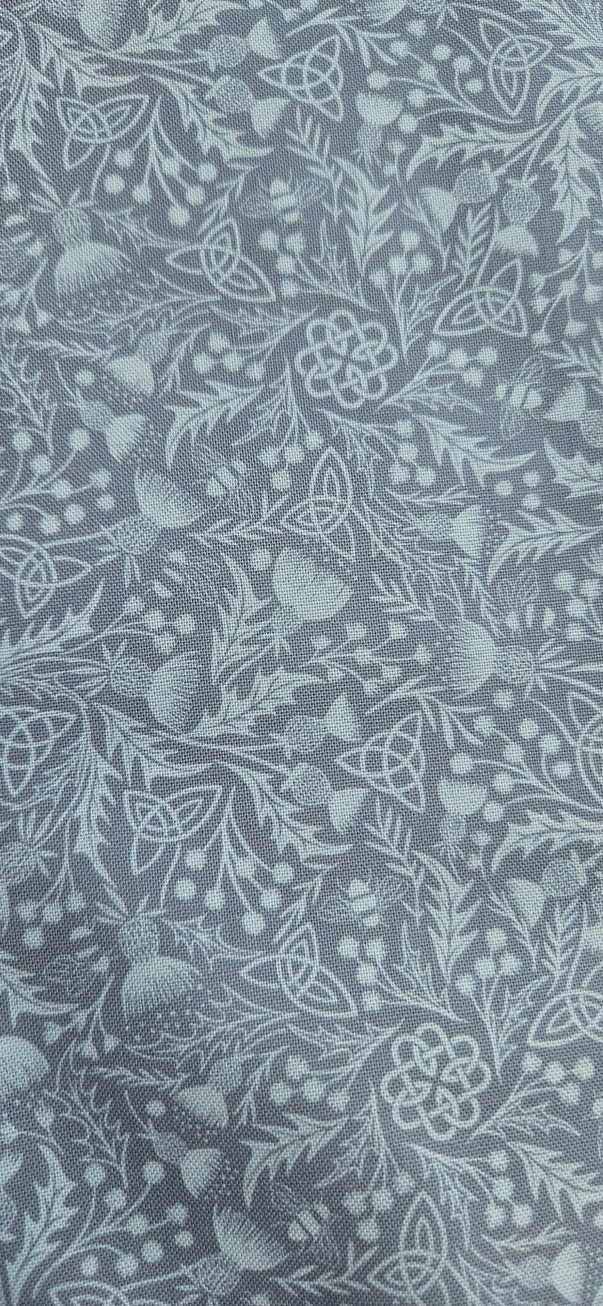 Lewis & Irene Celtic Thistle Duck Egg premium quilting cotton fabric featuring thistle motifs on a soft duck egg background.