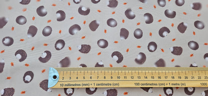 Lewis & Irene Hedgehogs on Light Brown Cotton Fabric – Woodland Quilting Fabric | 100% Premium Cotton