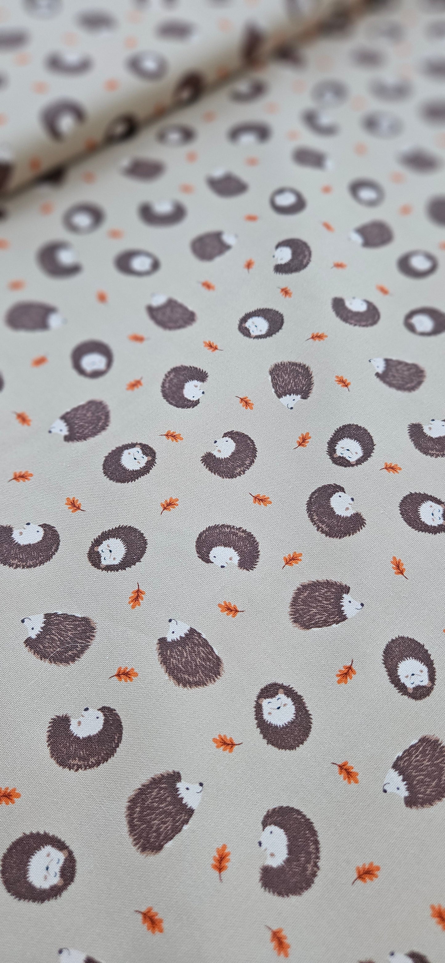 Lewis & Irene Hedgehogs on Light Brown Cotton Fabric – Woodland Quilting Fabric | 100% Premium Cotton