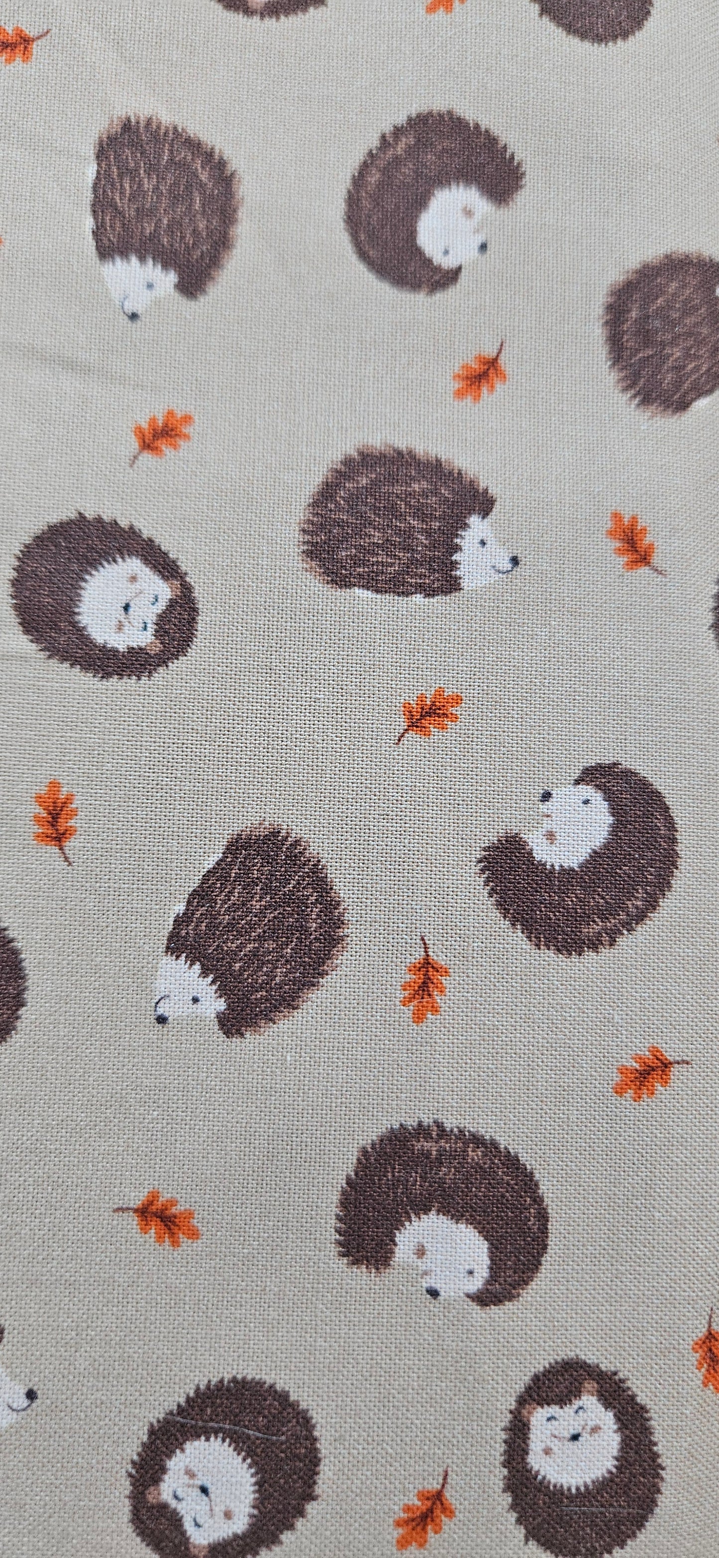 Lewis & Irene Hedgehogs on Light Brown Cotton Fabric – Woodland Quilting Fabric | 100% Premium Cotton