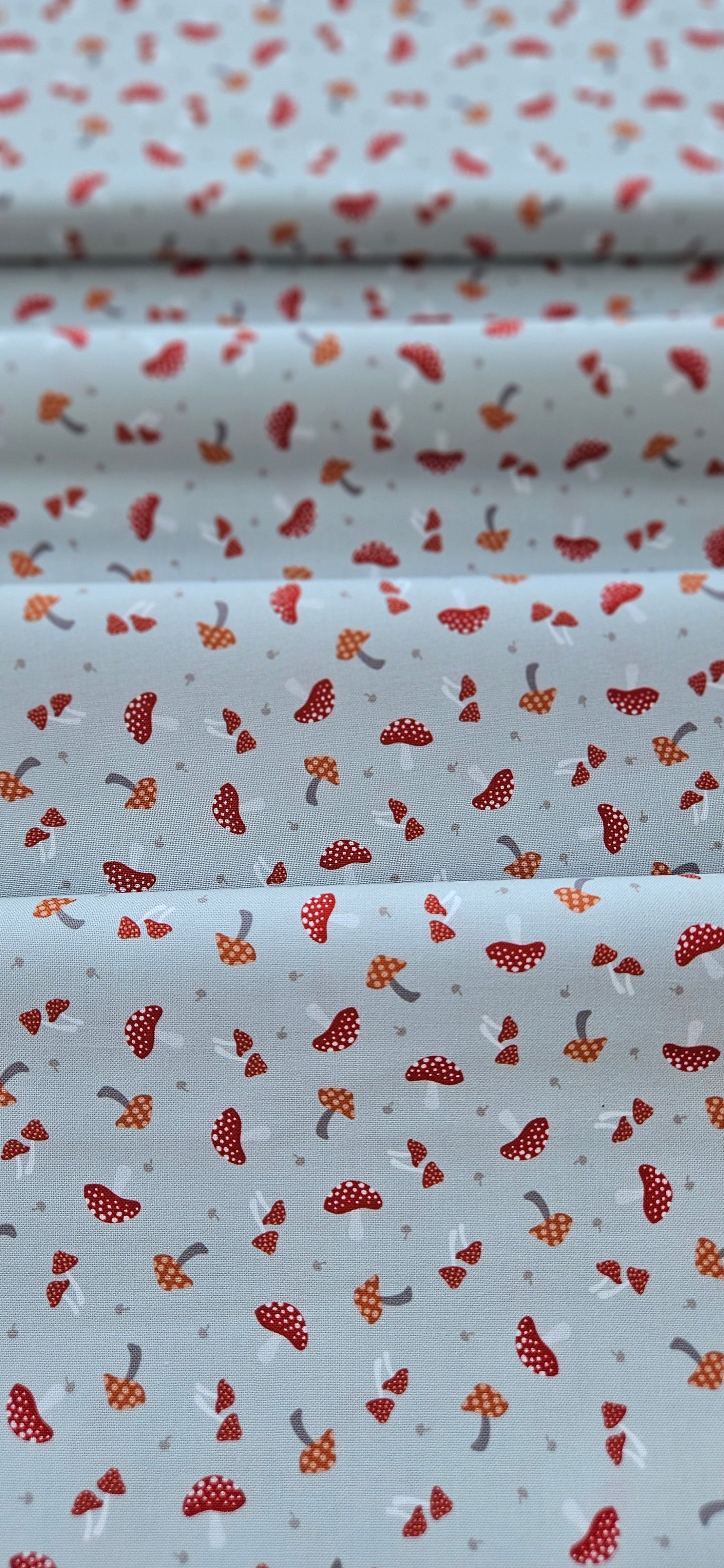 Lewis & Irene Toadstools on Grey Cotton Fabric – Woodland Quilting Fabric | 100% Premium Cotton