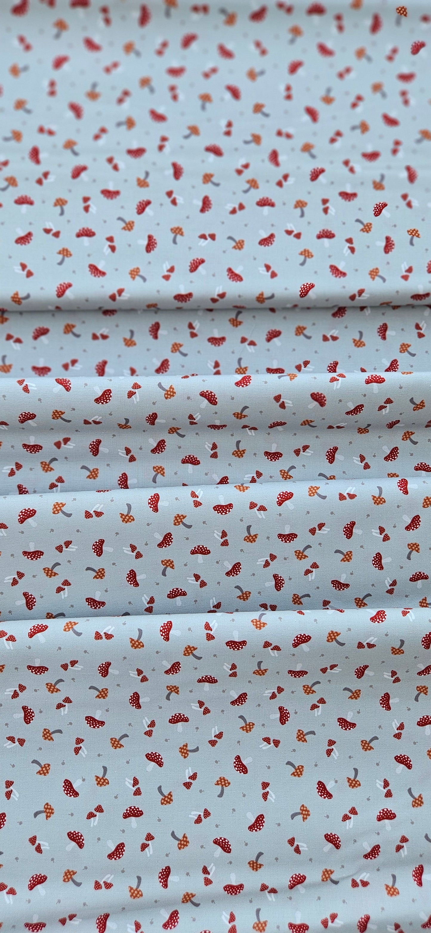 Lewis & Irene Toadstools on Grey Cotton Fabric – Woodland Quilting Fabric | 100% Premium Cotton