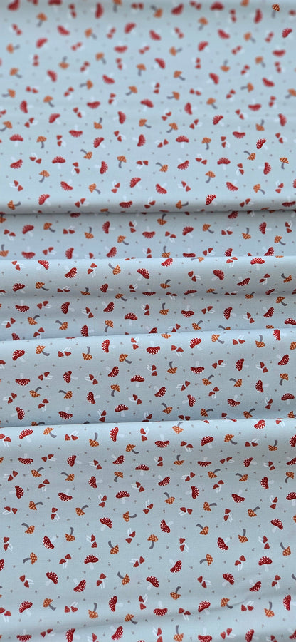 Lewis & Irene Toadstools on Grey Cotton Fabric – Woodland Quilting Fabric | 100% Premium Cotton