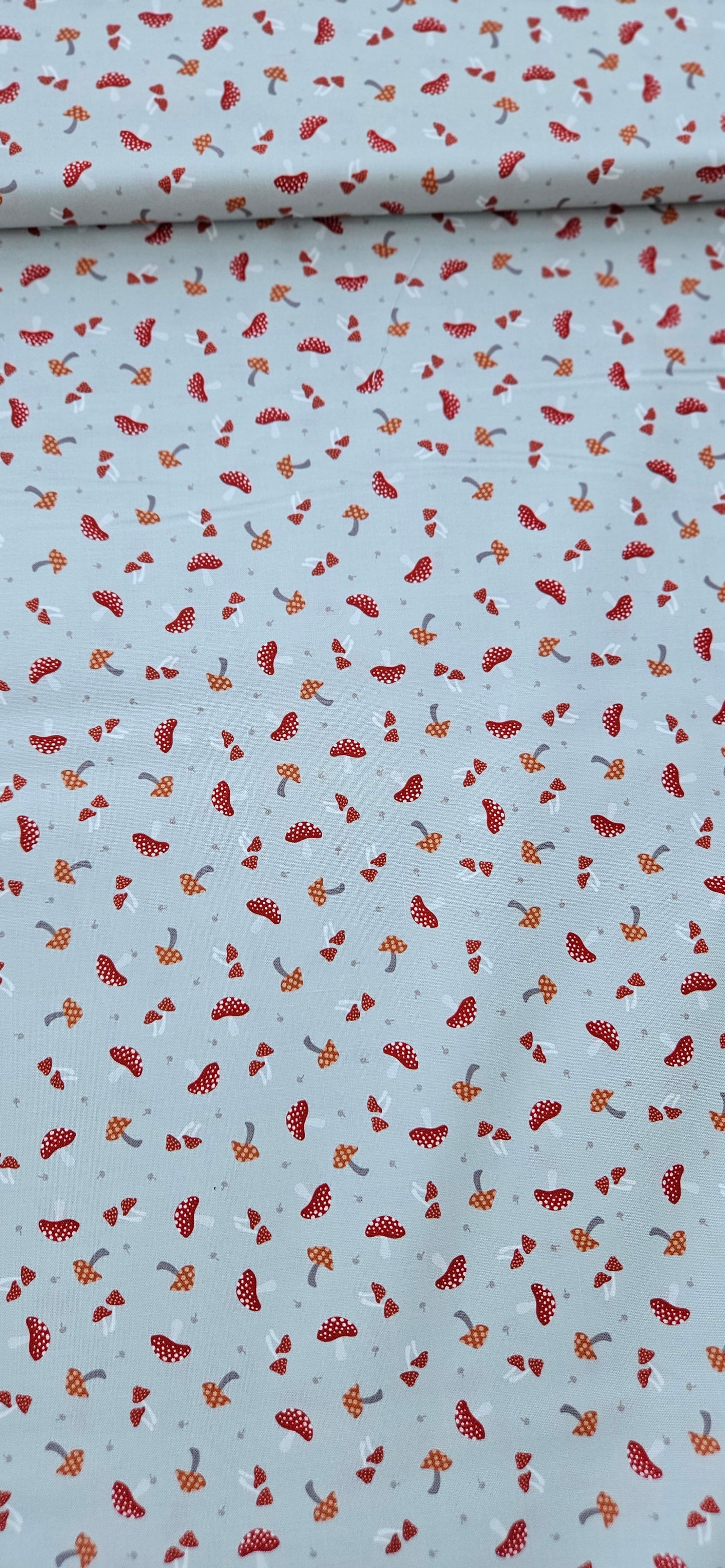 Lewis & Irene Toadstools on Grey Cotton Fabric – Woodland Quilting Fabric | 100% Premium Cotton