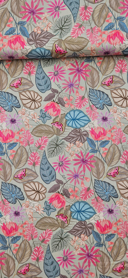Lewis & Irene Cotton Fabric – Botanical Flora on Soft Sage | Premium Quilting Cotton Fabric