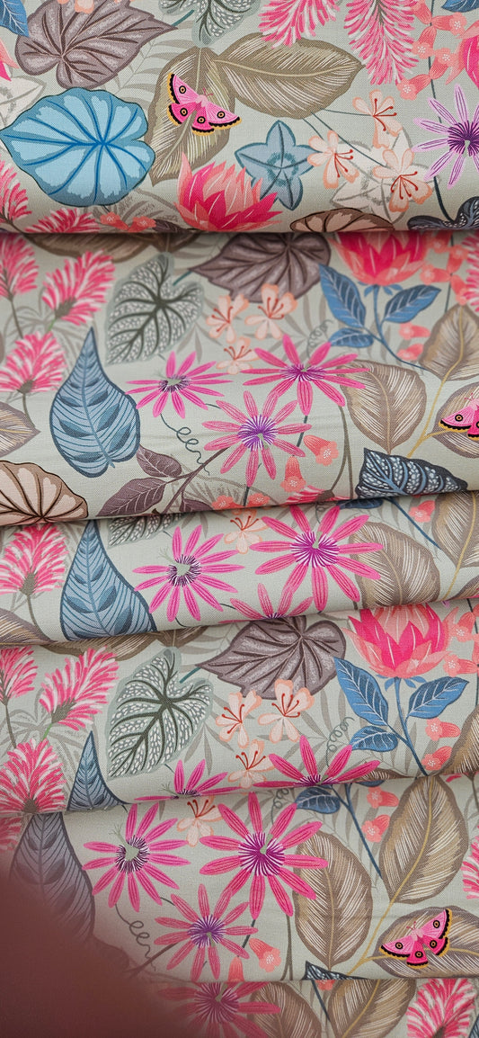 Lewis & Irene Cotton Fabric – Botanical Flora on Soft Sage | Premium Quilting Cotton Fabric