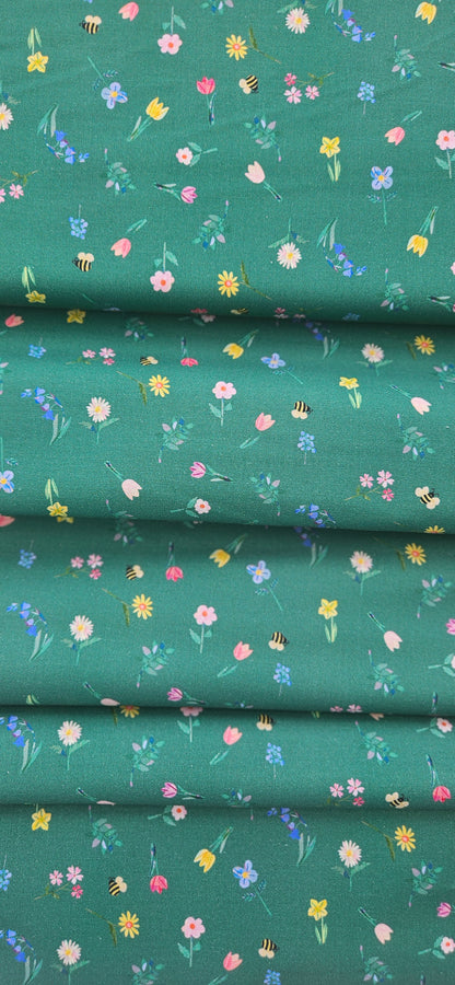 Lewis & Irene Cotton Fabric -Flower Market Collection – Posy Leaf