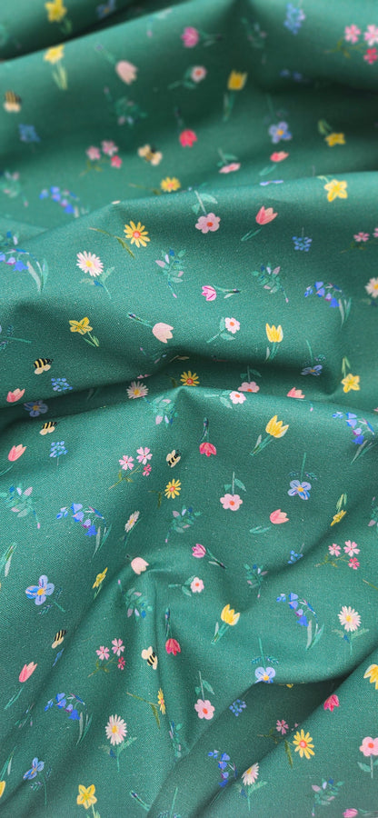 Lewis & Irene Cotton Fabric -Flower Market Collection – Posy Leaf