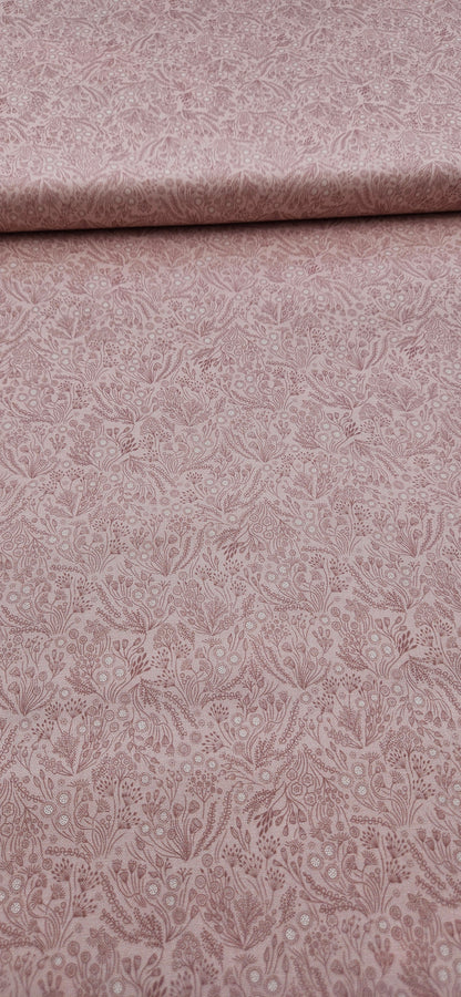 Lewis & Irene Rose Pink Floral Seed Cotton Fabric | 100% Premium Quilting Fabric | Floral Sewing & Craft Fabric