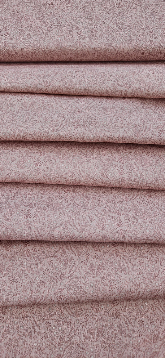 Lewis & Irene Rose Pink Floral Seed Cotton Fabric | 100% Premium Quilting Fabric | Floral Sewing & Craft Fabric