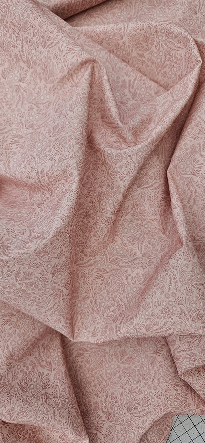 Lewis & Irene Rose Pink Floral Seed Cotton Fabric | 100% Premium Quilting Fabric | Floral Sewing & Craft Fabric