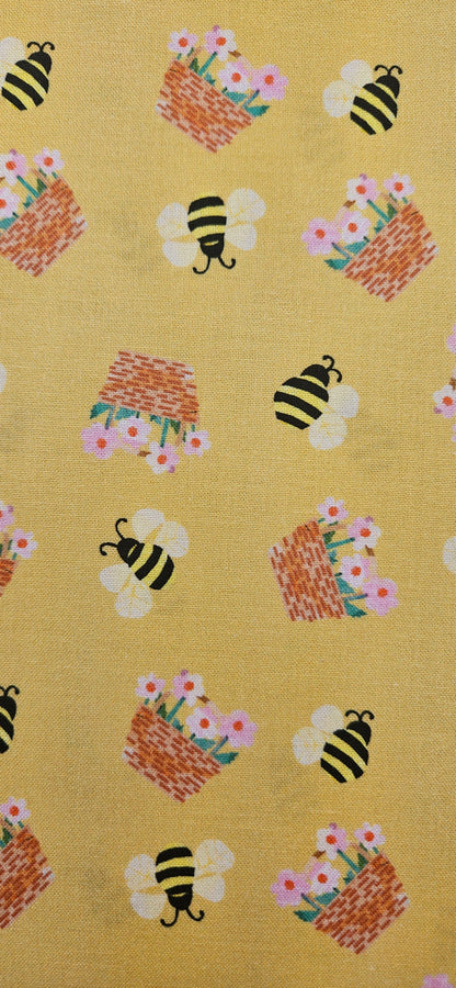 Lewis & Irene Cotton Fabric - Flower Market Collection - Flower Baskets Honey