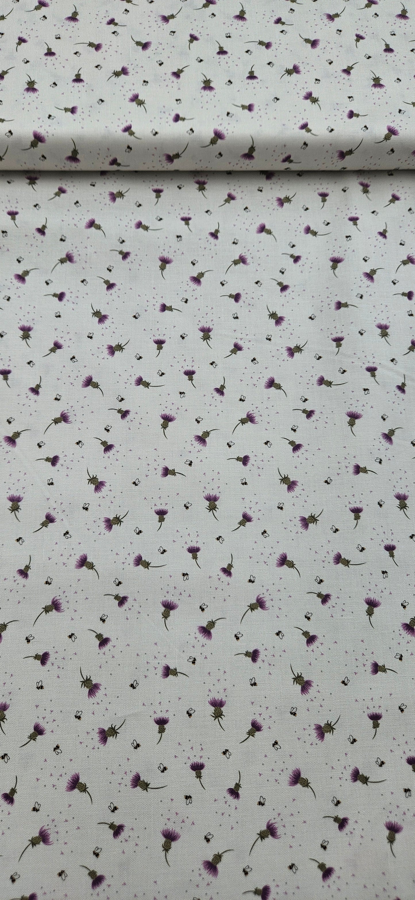 Lewis & Irene Celtic Summer Collection Bee & Thistle on Cream Cotton Fabric | 100% Premium Quilting Fabric