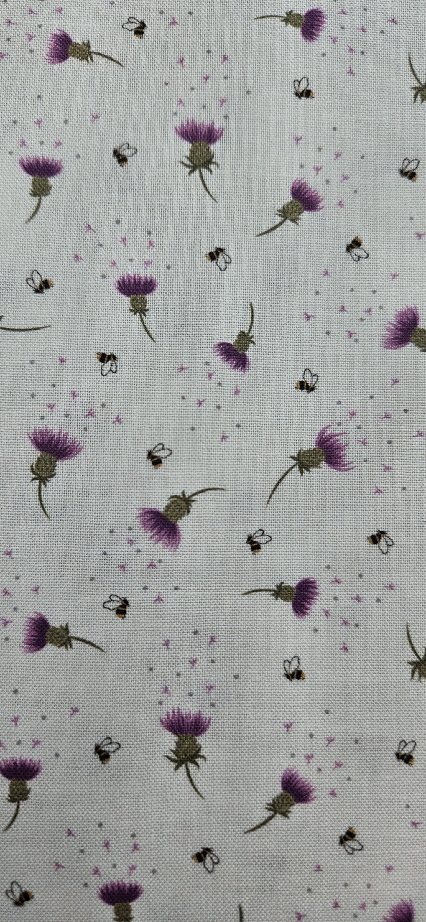 Lewis & Irene Celtic Summer Collection Bee & Thistle on Cream Cotton Fabric | 100% Premium Quilting Fabric