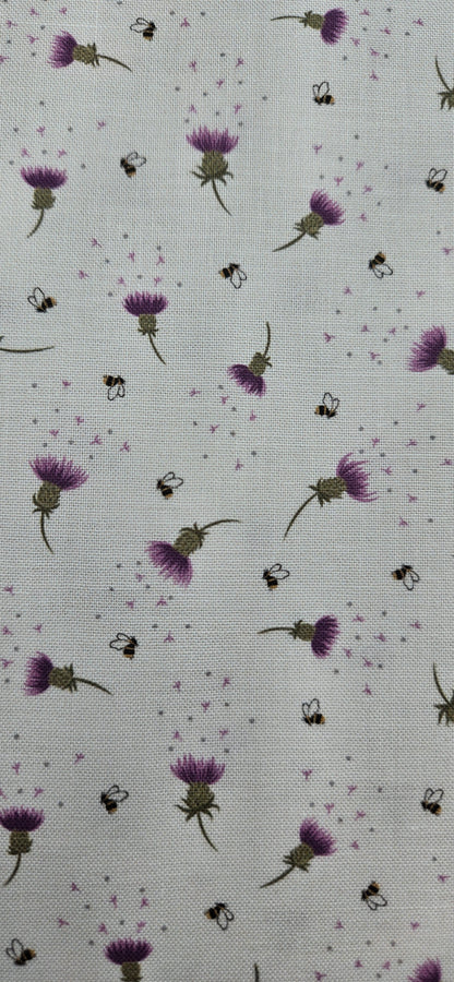 Lewis & Irene Celtic Summer Collection Bee & Thistle on Cream Cotton Fabric | 100% Premium Quilting Fabric