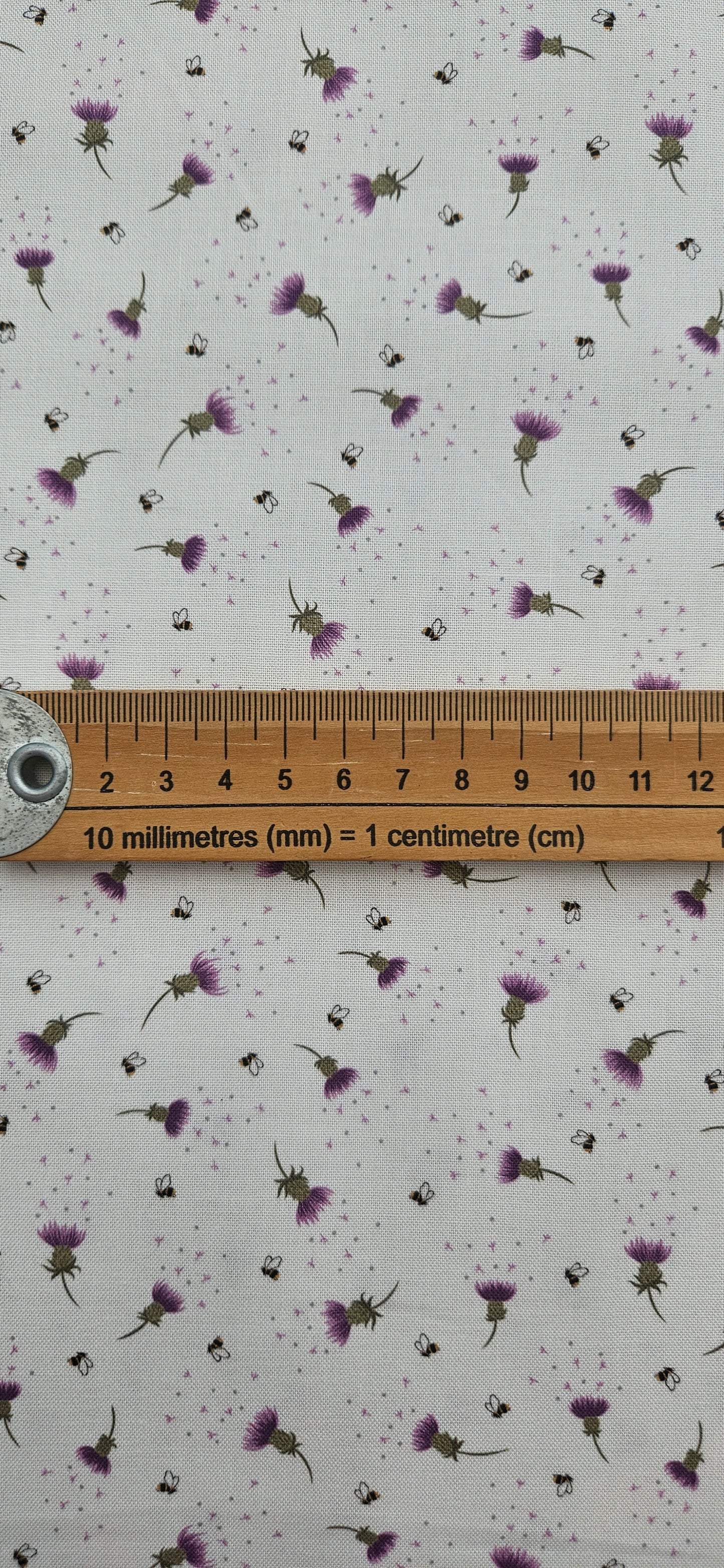 Lewis & Irene Celtic Summer Collection Bee & Thistle on Cream Cotton Fabric | 100% Premium Quilting Fabric