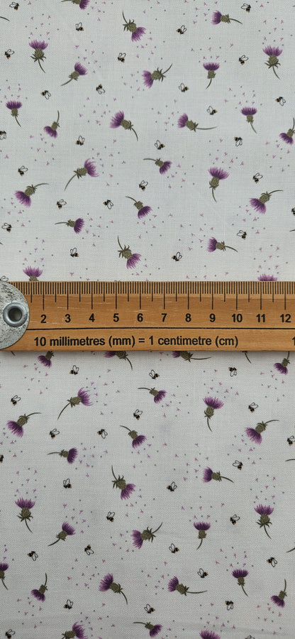 Lewis & Irene Celtic Summer Collection Bee & Thistle on Cream Cotton Fabric | 100% Premium Quilting Fabric