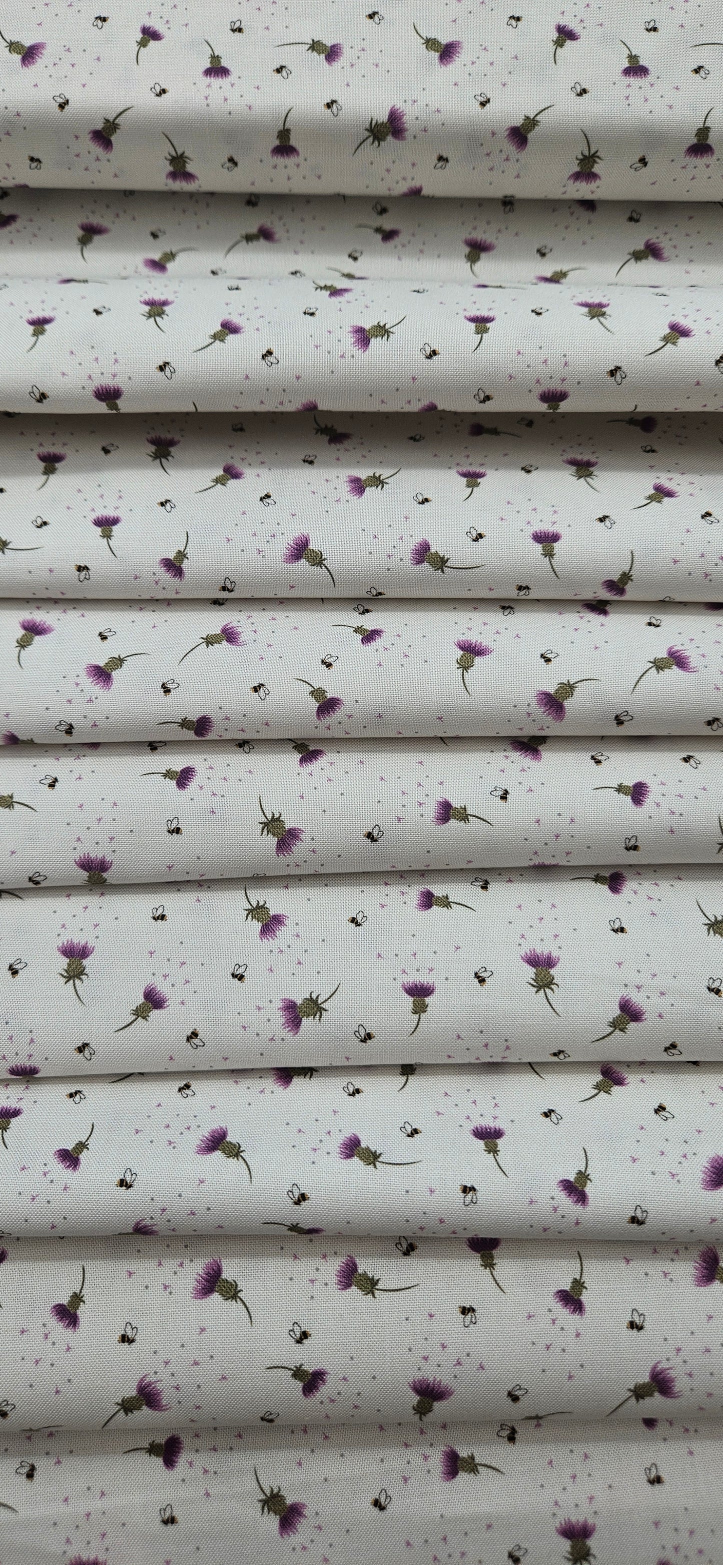 Lewis & Irene Celtic Summer Collection Bee & Thistle on Cream Cotton Fabric | 100% Premium Quilting Fabric