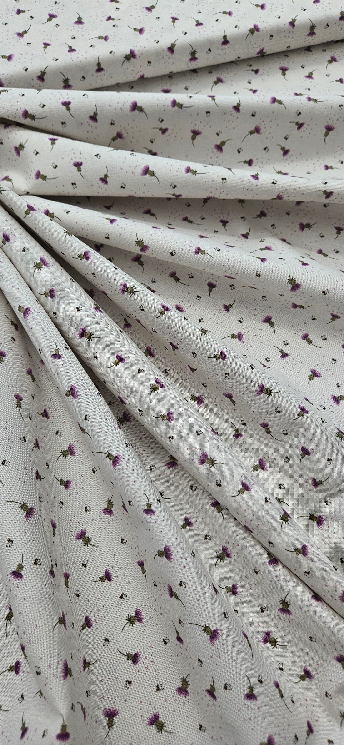 Lewis & Irene Celtic Summer Collection Bee & Thistle on Cream Cotton Fabric | 100% Premium Quilting Fabric