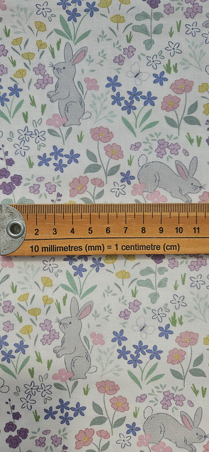 Lewis & Irene Dear Spring Collection Chasing Tails White Cotton Fabric by Cassandra Connolly | 100% Premium Quilting Fabric