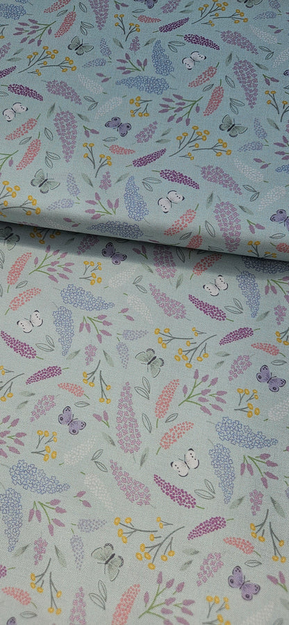 Lewis & Irene Dear Spring Collection Symphony Pale Turquoise Cotton Fabric by Cassandra Connolly | 100% Premium Quilting Fabric