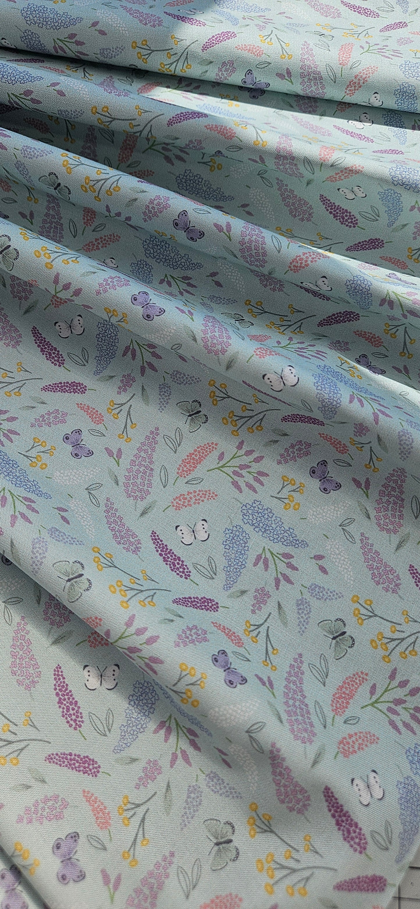 Lewis & Irene Dear Spring Collection Symphony Pale Turquoise Cotton Fabric by Cassandra Connolly | 100% Premium Quilting Fabric