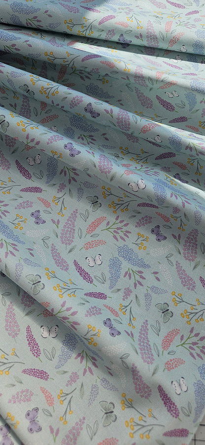 Lewis & Irene Dear Spring Collection Symphony Pale Turquoise Cotton Fabric by Cassandra Connolly | 100% Premium Quilting Fabric