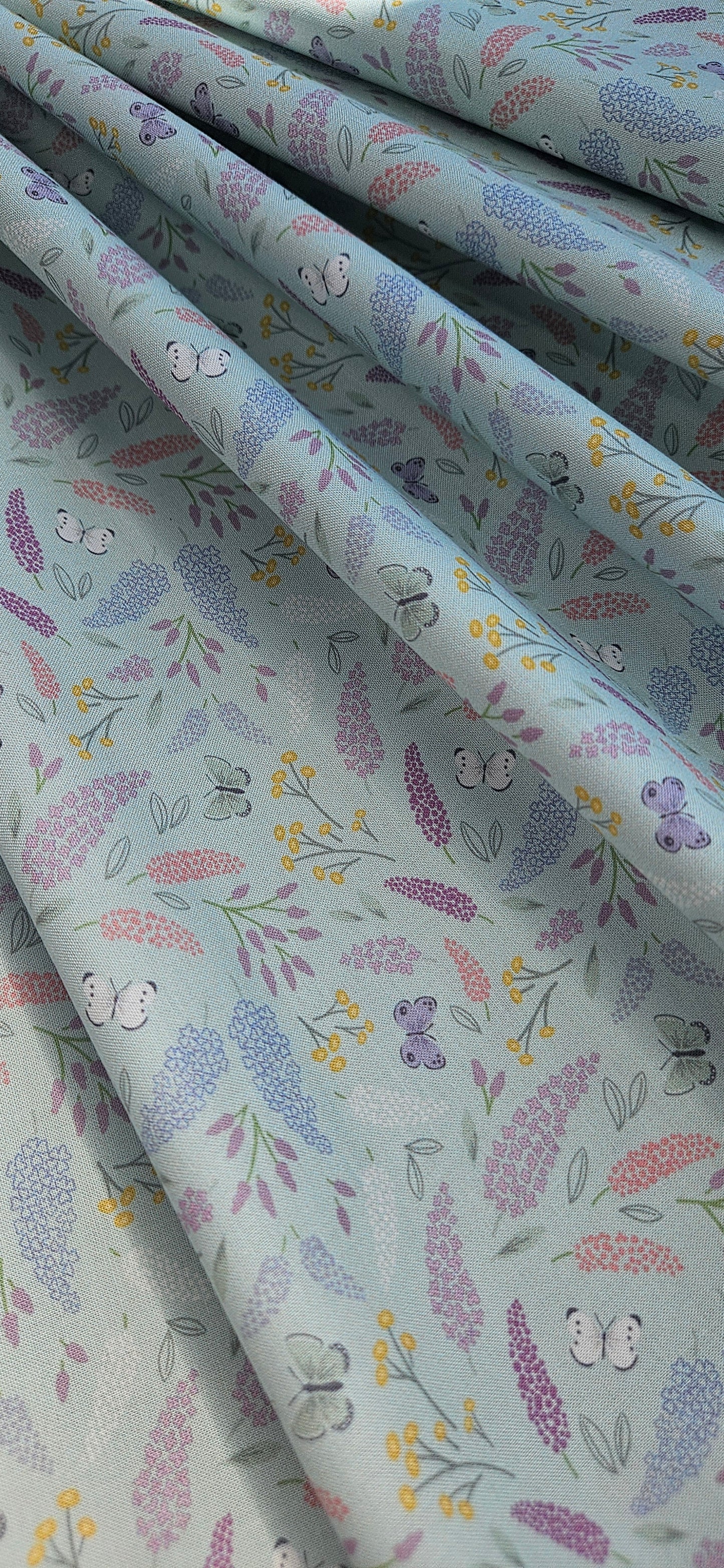 Lewis & Irene Dear Spring Collection Symphony Pale Turquoise Cotton Fabric by Cassandra Connolly | 100% Premium Quilting Fabric