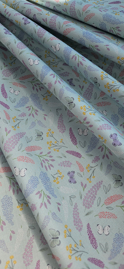 Lewis & Irene Dear Spring Collection Symphony Pale Turquoise Cotton Fabric by Cassandra Connolly | 100% Premium Quilting Fabric