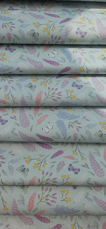 Lewis & Irene Dear Spring Collection Symphony Pale Turquoise Cotton Fabric by Cassandra Connolly | 100% Premium Quilting Fabric