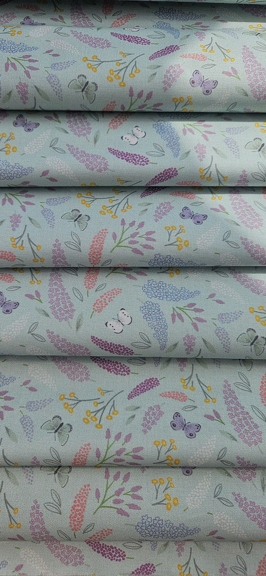 Lewis & Irene Dear Spring Collection Symphony Pale Turquoise Cotton Fabric by Cassandra Connolly | 100% Premium Quilting Fabric