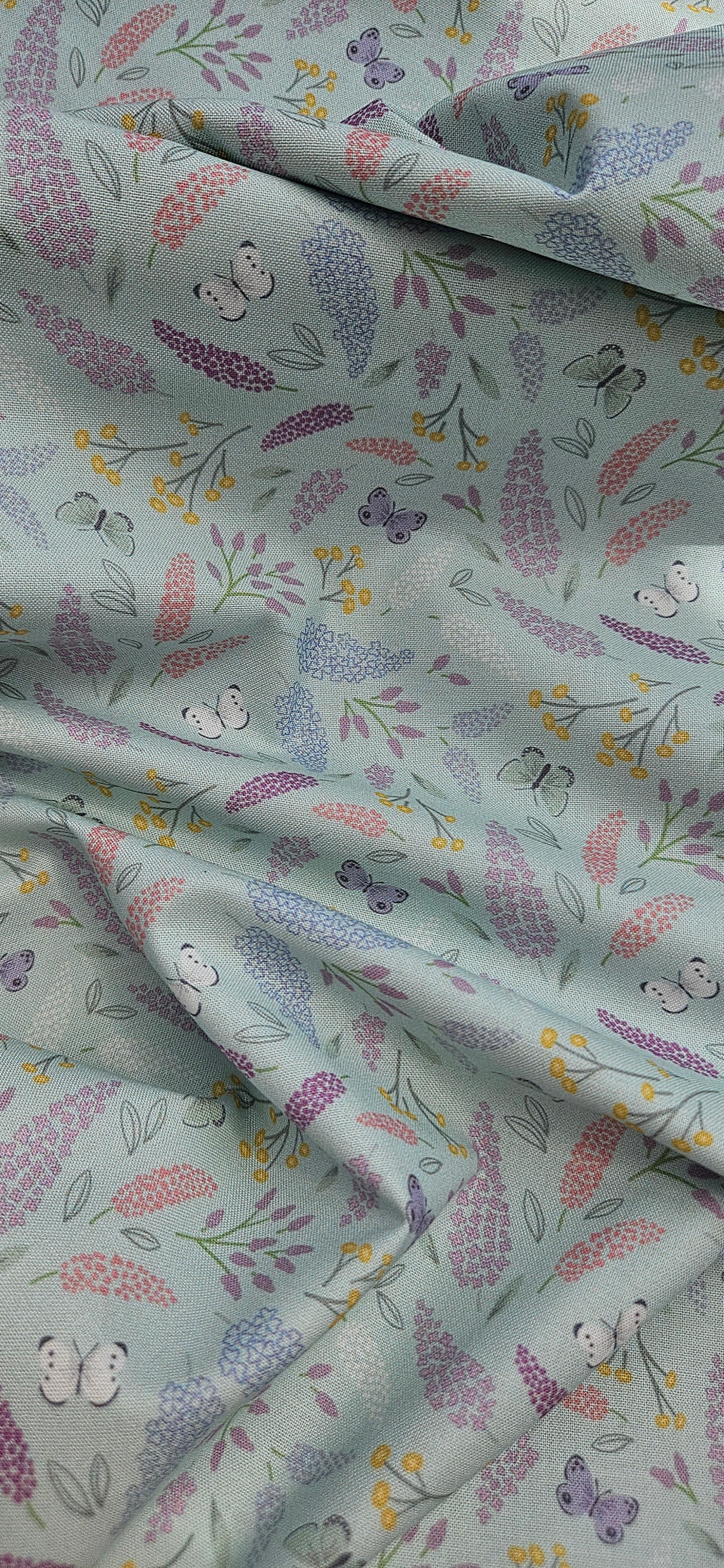 Lewis & Irene Dear Spring Collection Symphony Pale Turquoise Cotton Fabric by Cassandra Connolly | 100% Premium Quilting Fabric