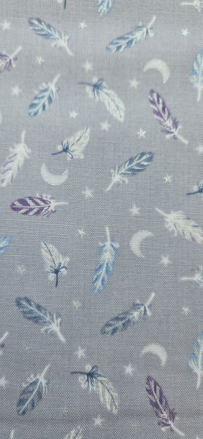 Lewis & Irene Enchanted Feathers Collection Stars Grey Cotton Fabric | 100% Premium Quilting Fabric