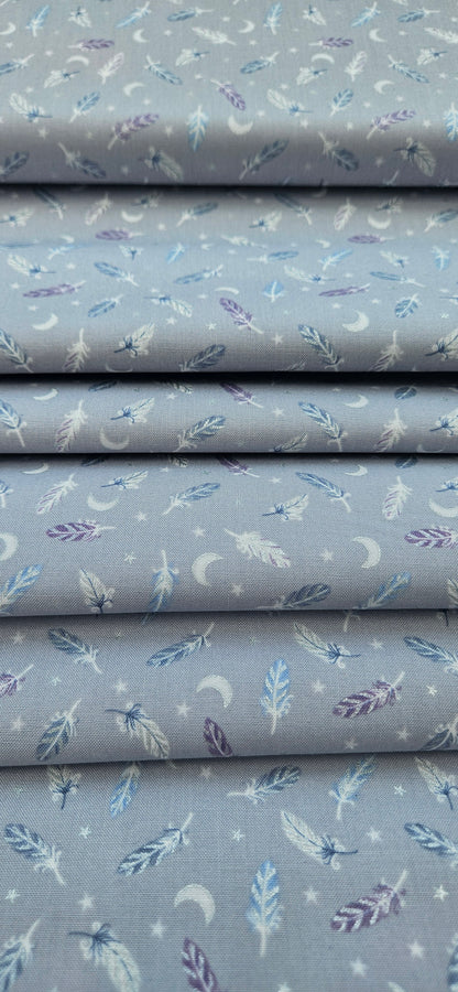 Lewis & Irene Enchanted Feathers Collection Stars Grey Cotton Fabric | 100% Premium Quilting Fabric