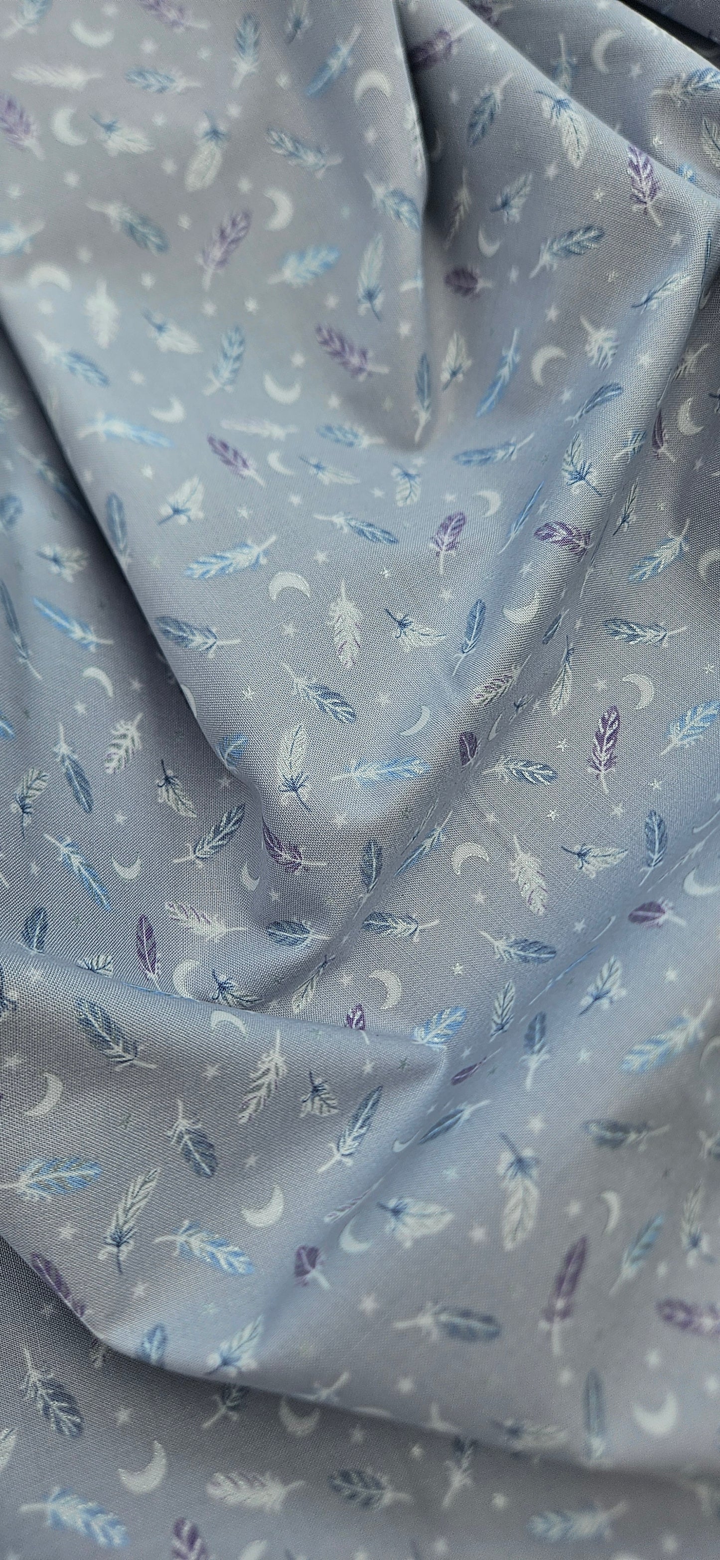 Lewis & Irene Enchanted Feathers Collection Stars Grey Cotton Fabric | 100% Premium Quilting Fabric