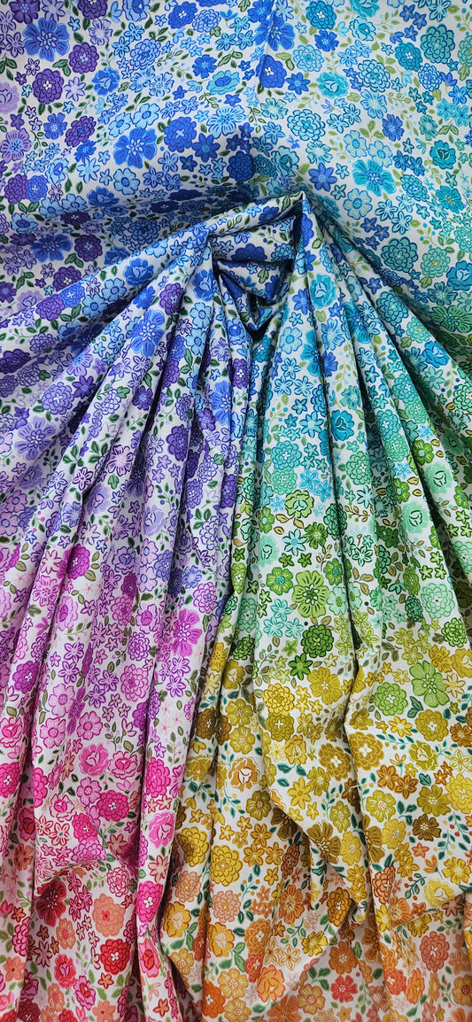 Lewis & Irene Cotton Fabric – Boho Blooms Ombre | Premium Quilting Cotton Fabric