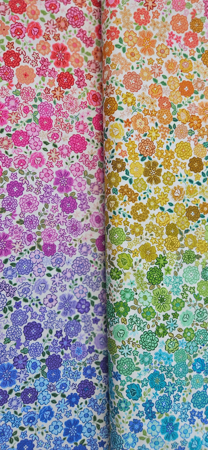 Lewis & Irene Cotton Fabric – Boho Blooms Ombre | Premium Quilting Cotton Fabric