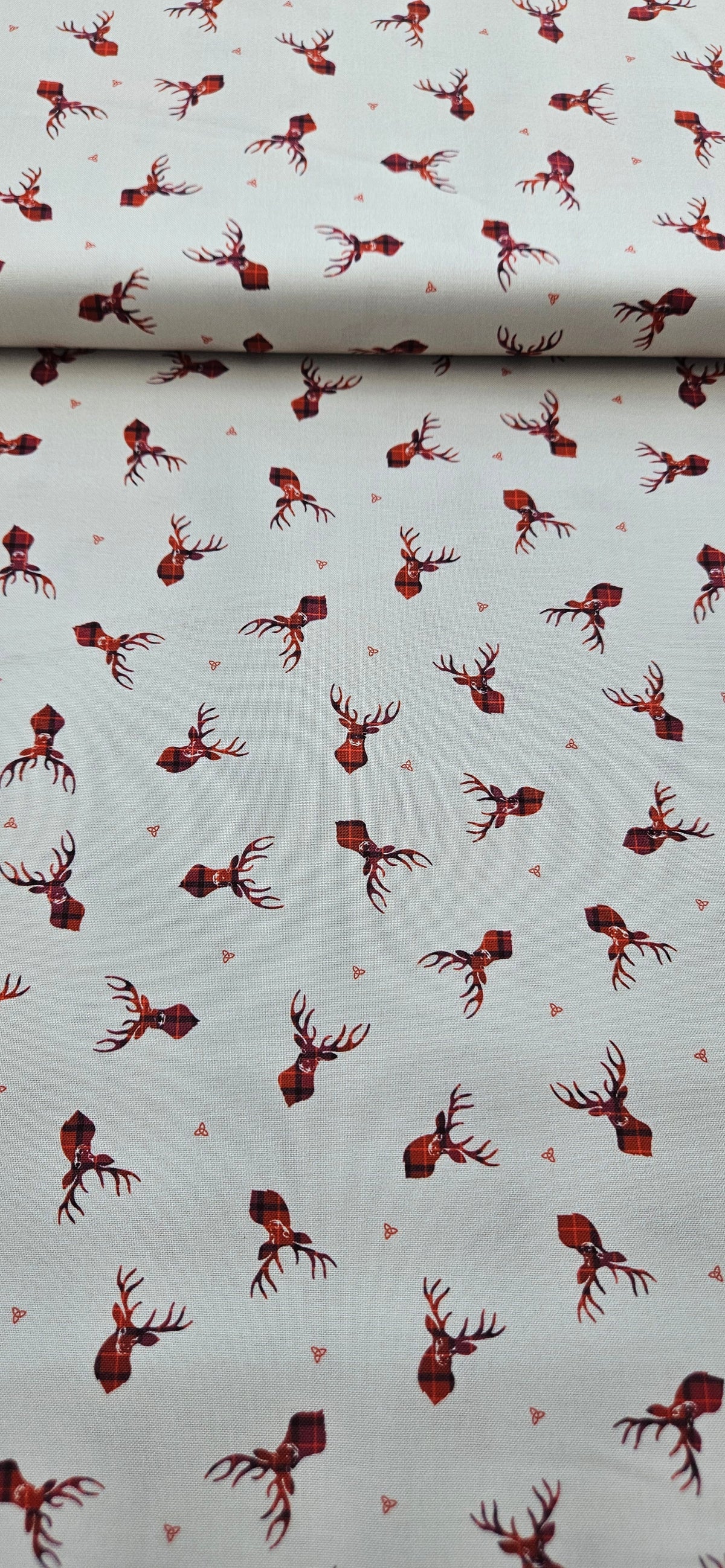 Lewis & Irene Small Things Celtic Stag on Cream Cotton Fabric | 100% Premium Quilting Fabric