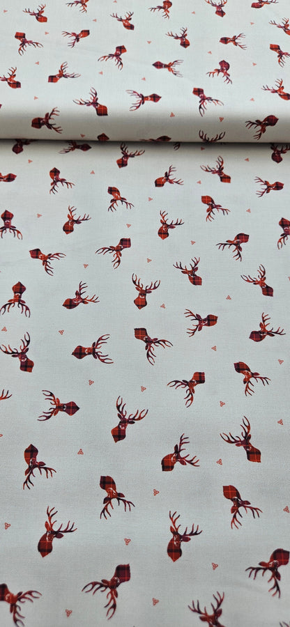 Lewis & Irene Small Things Celtic Stag on Cream Cotton Fabric | 100% Premium Quilting Fabric