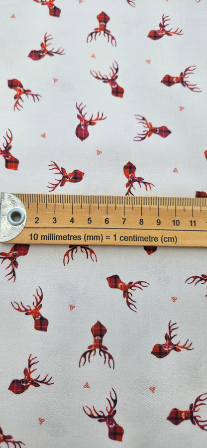 Lewis & Irene Small Things Celtic Stag on Cream Cotton Fabric | 100% Premium Quilting Fabric