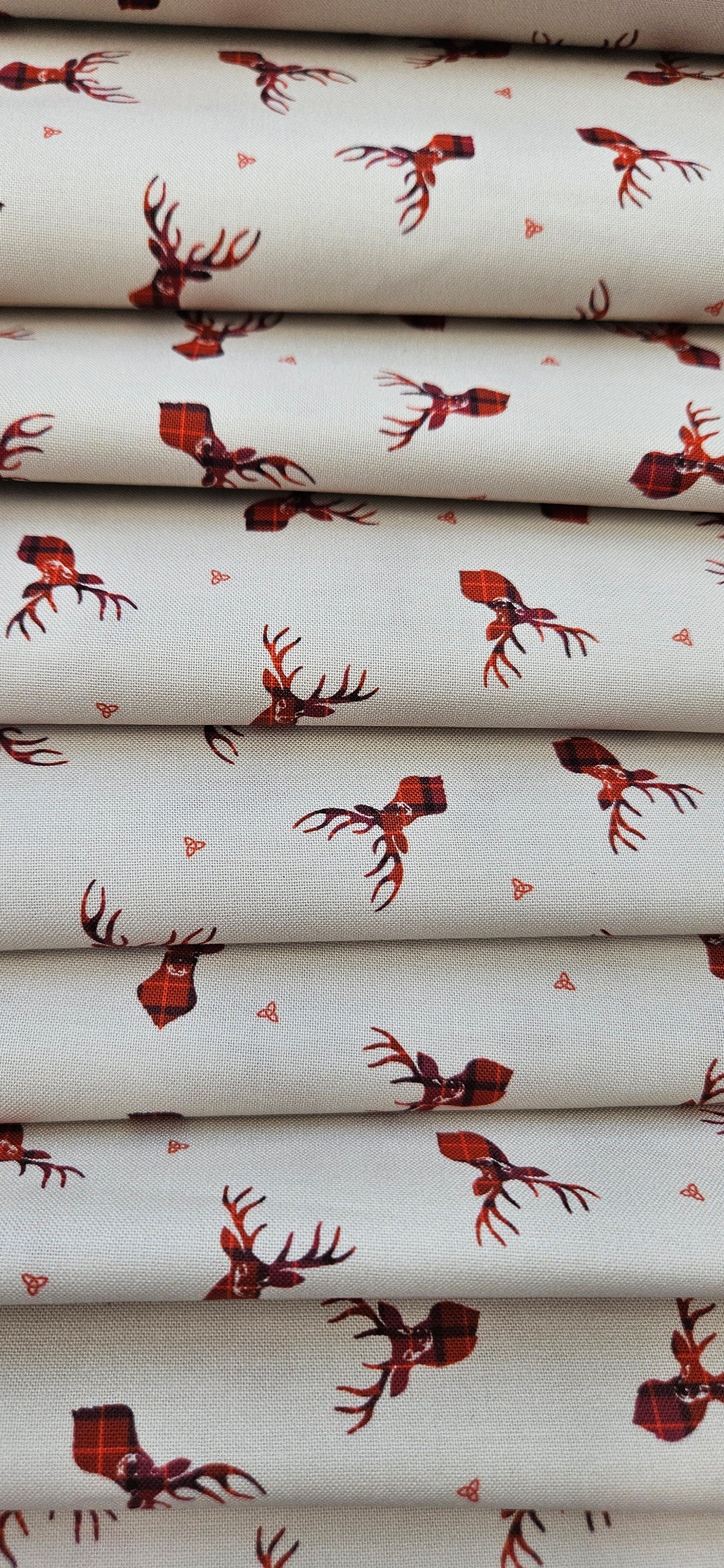 Lewis & Irene Small Things Celtic Stag on Cream Cotton Fabric | 100% Premium Quilting Fabric