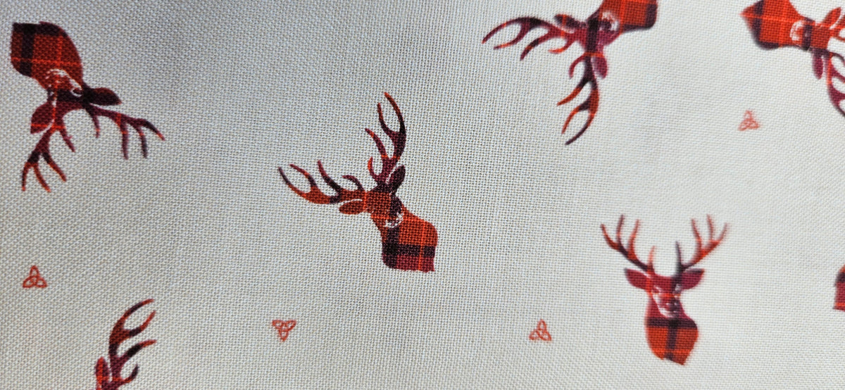Lewis & Irene Small Things Celtic Stag on Cream Cotton Fabric | 100% Premium Quilting Fabric